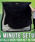 Pro Series Large 9 Golf Simulator Kit with Flex Screen being installed over Net Return Pro Series 9 net in 5 minutes.