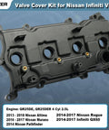 Bolt-On Valve Cover Replacement Kit With Gasket Bolts And Oil Filler Cap For 2013-2018 Nissan Altima, 2014-2017 Rogue