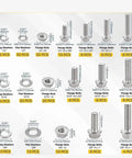 Stainless Steel 304 Flange Hex Bolts Kit For Furniture Heavy Duty Corrosion Resistant Hardware Assortment With Coated Finish