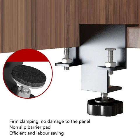 No Sweat 2 Piece Cabinet Clamps For Drawer Face Frame Positioning Quick Install Guide showing firm clamping with non-slip pads.