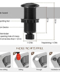 Stainless Steel Garbage Disposal Air Switch Kit With Sink Top Button Ultra Thin Design Long Black Finish On Off Air Button No Fuss Install For Food Waste Disposals UL Listed, shown with installation guide and measurements.