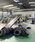 No Nonsense Commercial Dual Rotor Tire Volume Reducer With High Torque Two Shaft Setup for heavy duty shredding in a recycling yard.