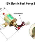 12V Inline Low Pressure Fuel Pump For Gas And Diesel With 2.5 To 4 PSI Output, 30 GPH Flow Rate, 8 Mm Hose Size, Built In Check Valve