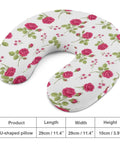 U Shaped Travel Neck Pillow For Women Comfy Plush Comfort For Sleeping And Napping Breathable Floral Pink Rose Vintage Design Ideal For Planes Cars And Travel, dimensions 29cm, 11.4 inches