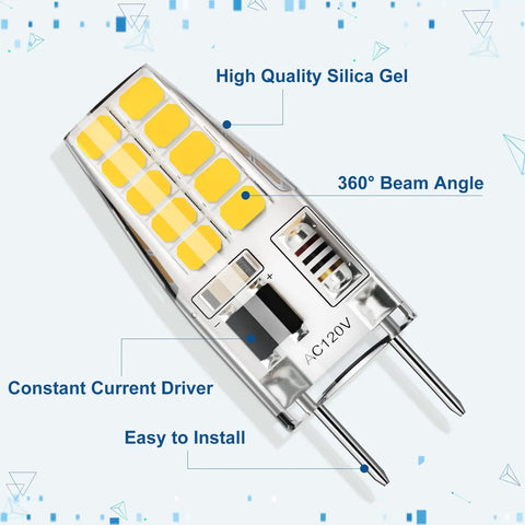 12 Pack G8 LED Bulbs Dimmable 120V T4 20W Warm White 3000K Under Cabinet Lighting For Home, silicone and ceramic design