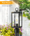 Hardwired 120V Dusk To Dawn Outdoor Post Light Black Exterior Lantern With Pier Mount Base, garden background