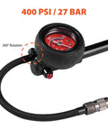 High Pressure Shock Pump With Gauge For Mountain Bikes 400 PSI Front Fork And Rear Shock Inflator with 360° Rotation