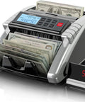Money Counter Machine With Value Count And Fake Bill Detection For Dollar And Euro, LCD displaying count