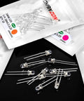 Led Diode Lights Assortment Kit 100Pcs 3mm With Clear Lens 2 Leads Dc 20mA 10 Colors Mixed Red Green Blue Yellow Orange