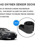 O2 Oxygen Sensor Socket Wrench With Offset Six Point Design For Side Wire Gate Access, shown in chrome-molybdenum steel.