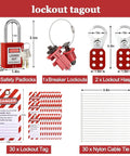 Lockout Tagout Station Kit With 6 Safety Padlocks, 2 Hasps, 2 Small Breaker Locks, 30 Loto Tags, 30 Nylon Ties, Wall Mounted Safety Box
