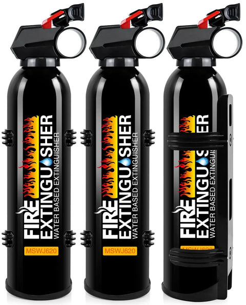 Three Pack Grab And Go Compact Portable Fire Extinguishers With Mount Bracket 620Ml Water Based for Home Kitchen Car Boat RV