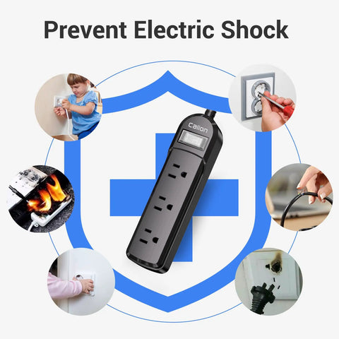 Weatherproof Outdoor Power Strip With Three Outlets And A Six Foot Extension Cord IPX6 Rated, shockproof design illustration.