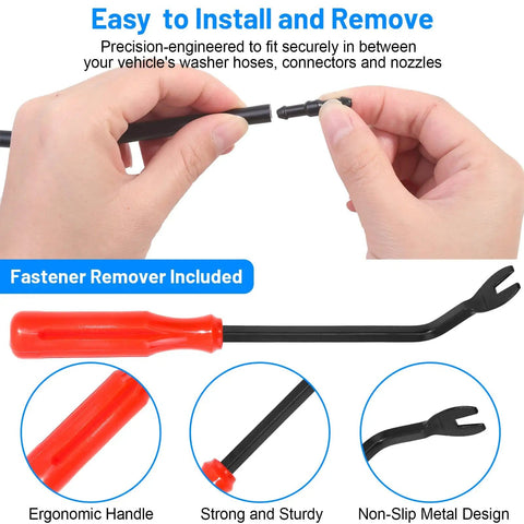 Close-up of fastener remover tool from 52 In 1 Windshield Washer Nozzle Kit for Chrysler Dodge Jeep Ram with ergonomic handle.