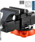 5 Inch Bench Vise With 360 Degree Swivel Locking Base And Anvil, Beefy Heavy Duty Ductile Iron Construction, 2.8 Inch Throat