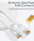 Cat6 Ethernet Cable 100Ft Flat White Ultra Fast Network Cable With 250MHz Bandwidth Delivers Up To 1Gbps For Gaming, Streaming