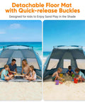 Pop Up Beach Tent Sun Shelter For 3 People With 1 Minute Setup UPF 50 Plus Shade Detachable Floor Mat Mesh For Breeze