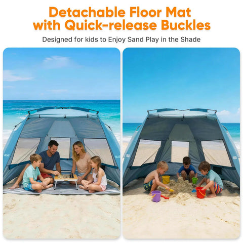 Pop Up Beach Tent Sun Shelter For 3 People With 1 Minute Setup UPF 50 Plus Shade Detachable Floor Mat Mesh For Breeze