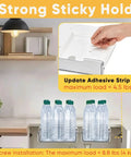 Super Sleek 2 Pack Under Desk Pull Out Storage Drawers Clear Acrylic Drawer Slides With Heavy Duty Self Adhesive Mount and No Sweat Setup For Home Office Counters with water bottles visible.