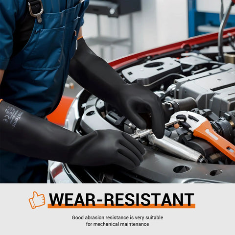 Heavy Duty Chemical Resistant Latex Gloves 18 Inch Waterproof Puncture Resistant For Industrial Cleaning And Gardening used for mechanical work