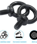 Two Pack M10 Lifting Eye Bolts Stainless Steel 304 Heavy Duty Shoulder Eye Bolts Black Finish For Machinery Lifting
