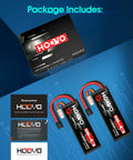 Package includes two Beefy 7.4V 70C 6200mAh 2S LiPo Battery Hard Case With Traxxas Plug and warranty card.