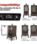 Digital With LCD Display Thermostat Kit for Pellet Grill Smoker Austin XL shown with vertical pellet grill compatibility