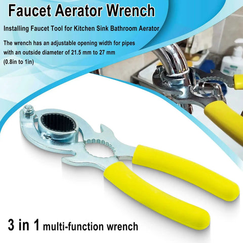 Heavy Duty Faucet Aerator Wrench Tool For Kitchen Sink Repair Featuring Non Slip Rubber Grip Durable Carbon Steel Construction No Sweat Aerators Removal Pro Grade Build Slick Maneuvering For Smooth Home Maintenance