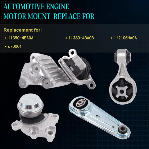 Nissan Rogue 2014 2015 2016 2017 2.5L Engine And Transmission Mount Set Four Piece Front Rear Left Right Replacement Kit