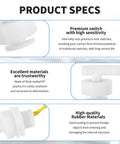 Two Pack Polypropylene Float Switches M10 Thread 55 Mm White For Water Level Sensing And Control In Tanks And Pumps DIY Projects Easy Install Durable And Reliable Relay Required For Safe Operation product specs and close-up thread detail