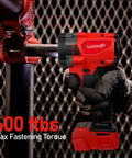 Half Inch Compact Impact Wrench With FRIC Ring 250 Ft Lb Breakaway Torque Brushless Motor used on metal pipe