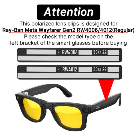 Polarized Clip On Sunglasses For Ray Ban Meta Wayfarer RW4006 And Gen 2 RW4012 Regular 50 22 Matte Black Frame Discoloration Clip