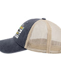 Side view of Industrial Inspired Trucker Hat With Bold Front Artwork Adjustable Buckle Back Mens Fashionable Sport Cap
