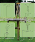 Beefy Eight Pack Adjustable Leveling Feet installation guide showing step-by-step setup instructions for heavy-duty furniture levelers.