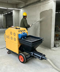 Portable Construction Sand Cement Mortar Spraying Machine With Multifunctional Wall Plaster Stucco Pump in use spraying plaster