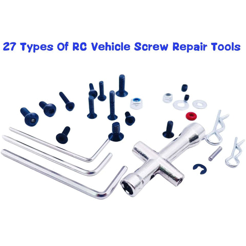 Universal 634 Piece RC Screw Kit For Traxxas Arrma HPI RC4WD Axial Tamiya Redcat Losi featuring metal screws and tools