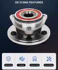Front view of Front Wheel Bearing Hub Assembly 513084 for Jeep Cherokee 1990-1999 with 5 lug ABS hub on dark background