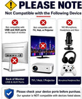 Compatibility notice for USB Powered Desktop Computer Speakers With 14W Total Output, incompatible with certain devices.