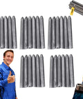 Low Temperature Aluminum Welding Rods Set 30 60 90 Pcs Lighter Melt; rods displayed; person giving thumbs up, lighter shown