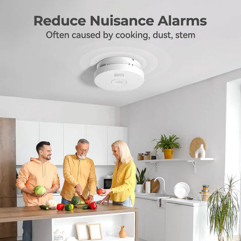 Top Shelf Smoke Detectors With Ten Year Sealed Lithium Battery deliver zero sweat home protection in a kitchen setting.