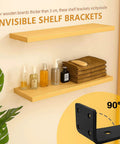 Heavy Duty Floating Shelf Brackets 6 Inch 6 Pack Black Coated Metal Hidden Suspension Wall Mount Support with shelves.