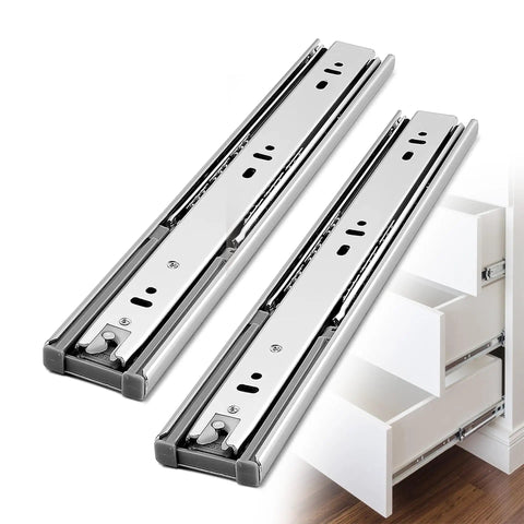 Soft Close Drawer Slides 12 Inch Beefy Heavy Duty 100 Pound Ball Bearing Full Extension Side Mount Cabinet Slides For Kitchen Bathroom And Office 5 Pairs Easy Install Easy Release Clips Quiet Operation, two steel slides