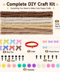 Extra Long Fluffy Chenille Pipe Cleaners Craft Kit 57-Piece Set With Colors, Noses, Eyes, Pom Poms, Collars, Bows And Decor Accessories For Totally Kid Friendly DIY Puppy And Animal Art Projects.