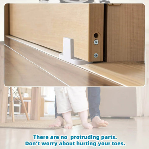 Eight Piece Barn Door Floor Guide Set For Sliding Doors Bottom Track Floor Mount Hardware Durable Plastic Pocket Door Guides White