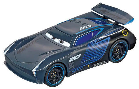 Disney Pixar Cars Neon Nights Electric Slot Car Racing Set With 2 Controllers And 2 Cars In 1 To 43 Scale gray race car