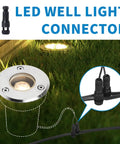 Low Voltage LED Landscape Well Lights 12V To 24V In Ground IP67 Waterproof 3000K Soft Warm White 100 Lumen connector close-up