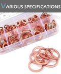 Copper Crush O Ring Washers Set 200 Pcs Metric M5 M6 M8 M10 M12 M14 Sealing Gaskets For Oil Pan Drain Screws And Pipe Joints