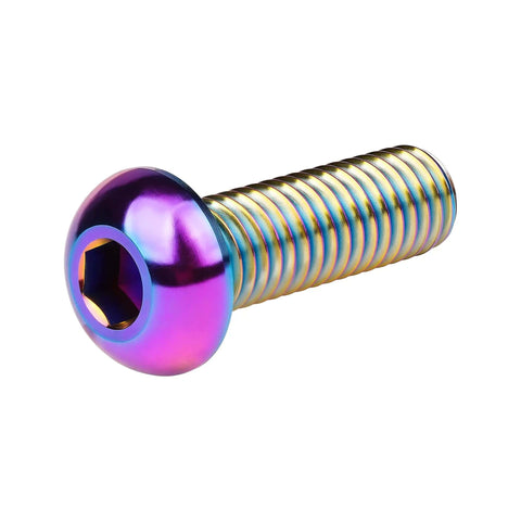 Rainbow Titanium Button Head Bolts M6x20mm Six Pack Made From 6Al4V Grade 5 Titanium Alloy With 1mm Thread Pitch And 4mm Allen Key