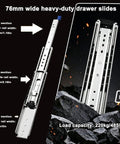 Tough As Nails Heavy Duty Drawer Slides With Lock For Pickup Trucks Side Mount 3 Fold Design 485 Lb Load Rating Built For Tool Boxes Truck Bed Storage RV Compartments And Industrial Cabinets, 76mm steel