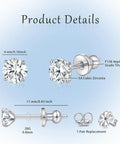 All Day Comfort Hypoallergenic Titanium Earring Set For Sensitive Ears With F136 Implant Grade Titanium 20G Studs Featuring Round Princess Cut Square And Ball Cubic Zirconia For Women And Men Nickel Free Cadmium Free, 4 mm square stud